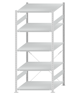 SCHULTE Steckregal, Fachbodenregale Stecksystem, Grundregal, einseitig nutzbar, H2300xB1000xT1000 mm, 5 Fachböden, Fachlast 250 kg, RAL 7035 lichtgrau