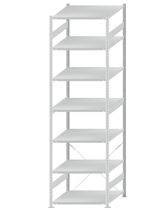 SCHULTE Steckregal, Fachbodenregale Stecksystem, Grundregal, einseitig nutzbar, H3500xB1000xT1000 mm, 7 Fachböden, Fachlast 250 kg, RAL 7035 lichtgrau