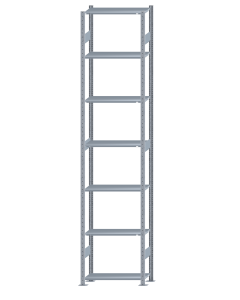 SCHULTE Steckregal, Fachbodenregale Stecksystem, Grundregal, beidseitig nutzbar, H3500xB750xT300 mm, 7 Fachböden, Fachlast 150 kg, sendzimirverzinkt