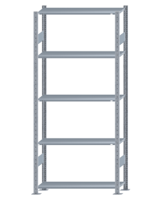 SCHULTE Steckregal, Fachbodenregale Stecksystem, Grundregal, beidseitig nutzbar, H2300xB1000xT300 mm, 5 Fachböden, Fachlast 150 kg, sendzimirverzinkt