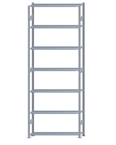 SCHULTE Steckregal, Fachbodenregale Stecksystem, Grundregal, beidseitig nutzbar, H3500xB1300xT300 mm, 7 Fachböden, Fachlast 150 kg, sendzimirverzinkt