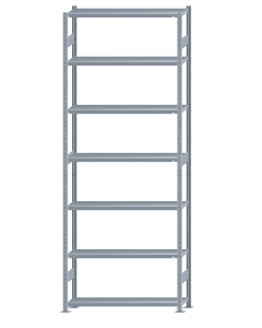 SCHULTE Steckregal, Fachbodenregale Stecksystem, Grundregal, beidseitig nutzbar, H3500xB1300xT300 mm, 7 Fachböden, Fachlast 250 kg, sendzimirverzinkt