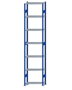 SCHULTE Steckregal, Fachbodenregale Stecksystem, Grundregal, beidseitig nutzbar, H3500xB750xT300 mm, 7 Fachböden, Fachlast 150 kg, RAL 5010 enzianblau / verzinkt