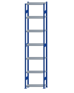 SCHULTE Steckregal, Fachbodenregale Stecksystem, Grundregal, beidseitig nutzbar, H3500xB750xT300 mm, 7 Fachböden, Fachlast 250 kg, RAL 5010 enzianblau / verzinkt