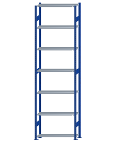 SCHULTE Steckregal, Fachbodenregale Stecksystem, Grundregal, beidseitig nutzbar, H3500xB1000xT300 mm, 7 Fachböden, Fachlast 150 kg, RAL 5010 enzianblau / verzinkt