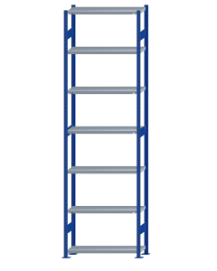 SCHULTE Steckregal, Fachbodenregale Stecksystem, Grundregal, beidseitig nutzbar, H3500xB1000xT300 mm, 7 Fachböden, Fachlast 250 kg, RAL 5010 enzianblau / verzinkt