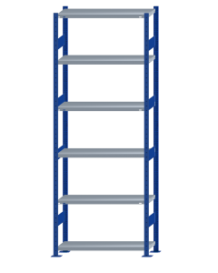SCHULTE Steckregal, Fachbodenregale Stecksystem, Grundregal, beidseitig nutzbar, H2750xB1000xT300 mm, 6 Fachböden, Fachlast 330 kg, RAL 5010 enzianblau / verzinkt