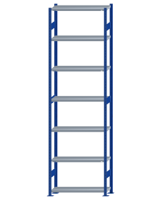 SCHULTE Steckregal, Fachbodenregale Stecksystem, Grundregal, beidseitig nutzbar, H3500xB1000xT300 mm, 7 Fachböden, Fachlast 330 kg, RAL 5010 enzianblau / verzinkt