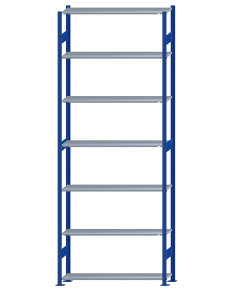 SCHULTE Steckregal, Fachbodenregale Stecksystem, Grundregal, beidseitig nutzbar, H3500xB1300xT300 mm, 7 Fachböden, Fachlast 150 kg, RAL 5010 enzianblau / verzinkt