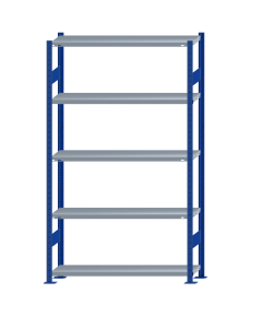 SCHULTE Steckregal, Fachbodenregale Stecksystem, Grundregal, beidseitig nutzbar, H2300xB1300xT300 mm, 5 Fachböden, Fachlast 250 kg, RAL 5010 enzianblau / verzinkt