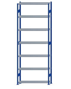 SCHULTE Steckregal, Fachbodenregale Stecksystem, Grundregal, beidseitig nutzbar, H3500xB1300xT300 mm, 7 Fachböden, Fachlast 250 kg, RAL 5010 enzianblau / verzinkt