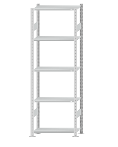 SCHULTE Steckregal, Fachbodenregale Stecksystem, Grundregal, beidseitig nutzbar, H2300xB750xT300 mm, 5 Fachböden, Fachlast 150 kg, RAL 7035 lichtgrau