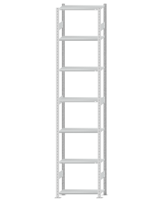 SCHULTE Steckregal, Fachbodenregale Stecksystem, Grundregal, beidseitig nutzbar, H3500xB750xT300 mm, 7 Fachböden, Fachlast 150 kg, RAL 7035 lichtgrau