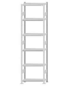 SCHULTE Steckregal, Fachbodenregale Stecksystem, Grundregal, beidseitig nutzbar, H2750xB750xT300 mm, 6 Fachböden, Fachlast 250 kg, RAL 7035 lichtgrau