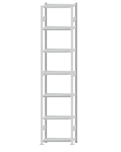 SCHULTE Steckregal, Fachbodenregale Stecksystem, Grundregal, beidseitig nutzbar, H3500xB750xT300 mm, 7 Fachböden, Fachlast 250 kg, RAL 7035 lichtgrau