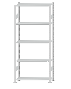 SCHULTE Steckregal, Fachbodenregale Stecksystem, Grundregal, beidseitig nutzbar, H2300xB1000xT300 mm, 5 Fachböden, Fachlast 85 kg, RAL 7035 lichtgrau