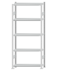 SCHULTE Steckregal, Fachbodenregale Stecksystem, Grundregal, beidseitig nutzbar, H2300xB1000xT300 mm, 5 Fachböden, Fachlast 250 kg, RAL 7035 lichtgrau