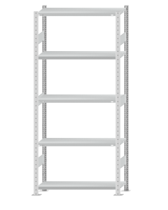 SCHULTE Steckregal, Fachbodenregale Stecksystem, Grundregal, beidseitig nutzbar, H2300xB1000xT300 mm, 5 Fachböden, Fachlast 330 kg, RAL 7035 lichtgrau