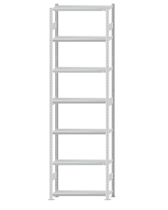 SCHULTE Steckregal, Fachbodenregale Stecksystem, Grundregal, beidseitig nutzbar, H3500xB1000xT300 mm, 7 Fachböden, Fachlast 330 kg, RAL 7035 lichtgrau