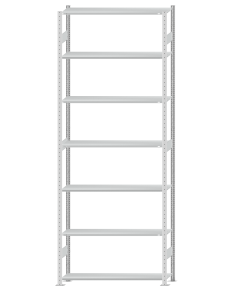 SCHULTE Steckregal, Fachbodenregale Stecksystem, Grundregal, beidseitig nutzbar, H3500xB1300xT300 mm, 7 Fachböden, Fachlast 150 kg, RAL 7035 lichtgrau