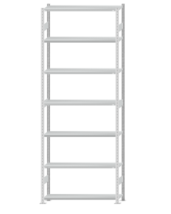 SCHULTE Steckregal, Fachbodenregale Stecksystem, Grundregal, beidseitig nutzbar, H3500xB1300xT300 mm, 7 Fachböden, Fachlast 250 kg, RAL 7035 lichtgrau