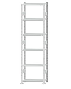 SCHULTE Steckregal, Fachbodenregale Stecksystem, Grundregal, beidseitig nutzbar, H2750xB750xT350 mm, 6 Fachböden, Fachlast 85 kg, RAL 7035 lichtgrau