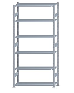 SCHULTE Steckregal, Fachbodenregale Stecksystem, Grundregal, beidseitig nutzbar, H2750xB1300xT400 mm, 6 Fachböden, Fachlast 150 kg, sendzimirverzinkt