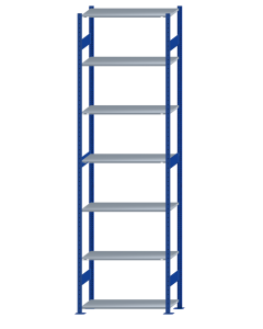 SCHULTE Steckregal, Fachbodenregale Stecksystem, Grundregal, beidseitig nutzbar, H3500xB1000xT400 mm, 7 Fachböden, Fachlast 85 kg, RAL 5010 enzianblau / verzinkt