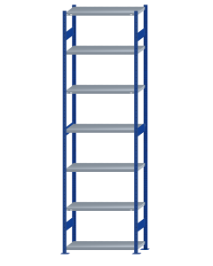 SCHULTE Steckregal, Fachbodenregale Stecksystem, Grundregal, beidseitig nutzbar, H3500xB1000xT400 mm, 7 Fachböden, Fachlast 330 kg, RAL 5010 enzianblau / verzinkt
