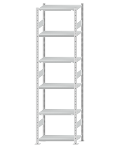 SCHULTE Steckregal, Fachbodenregale Stecksystem, Grundregal, beidseitig nutzbar, H2750xB750xT400 mm, 6 Fachböden, Fachlast 250 kg, RAL 7035 lichtgrau
