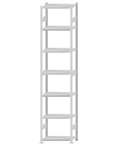 SCHULTE Steckregal, Fachbodenregale Stecksystem, Grundregal, beidseitig nutzbar, H3500xB750xT400 mm, 7 Fachböden, Fachlast 250 kg, RAL 7035 lichtgrau