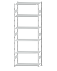 SCHULTE Steckregal, Fachbodenregale Stecksystem, Grundregal, beidseitig nutzbar, H2750xB1000xT400 mm, 6 Fachböden, Fachlast 85 kg, RAL 7035 lichtgrau