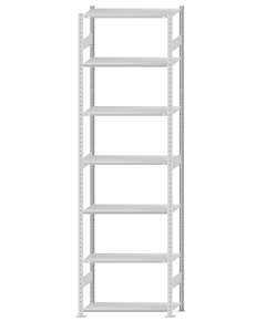 SCHULTE Steckregal, Fachbodenregale Stecksystem, Grundregal, beidseitig nutzbar, H3500xB1000xT400 mm, 7 Fachböden, Fachlast 85 kg, RAL 7035 lichtgrau