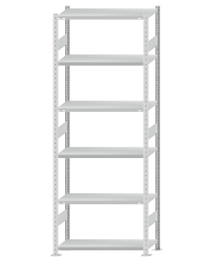 SCHULTE Steckregal, Fachbodenregale Stecksystem, Grundregal, beidseitig nutzbar, H2750xB1000xT400 mm, 6 Fachböden, Fachlast 250 kg, RAL 7035 lichtgrau