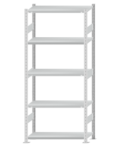SCHULTE Steckregal, Fachbodenregale Stecksystem, Grundregal, beidseitig nutzbar, H2300xB1000xT400 mm, 5 Fachböden, Fachlast 330 kg, RAL 7035 lichtgrau