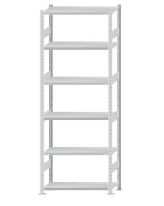 SCHULTE Steckregal, Fachbodenregale Stecksystem, Grundregal, beidseitig nutzbar, H2750xB1000xT400 mm, 6 Fachböden, Fachlast 330 kg, RAL 7035 lichtgrau