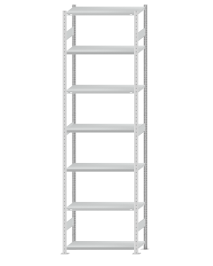 SCHULTE Steckregal, Fachbodenregale Stecksystem, Grundregal, beidseitig nutzbar, H3500xB1000xT400 mm, 7 Fachböden, Fachlast 330 kg, RAL 7035 lichtgrau