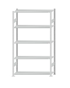 SCHULTE Steckregal, Fachbodenregale Stecksystem, Grundregal, beidseitig nutzbar, H2300xB1300xT400 mm, 5 Fachböden, Fachlast 150 kg, RAL 7035 lichtgrau