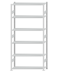 SCHULTE Steckregal, Fachbodenregale Stecksystem, Grundregal, beidseitig nutzbar, H2750xB1300xT400 mm, 6 Fachböden, Fachlast 150 kg, RAL 7035 lichtgrau