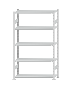 SCHULTE Steckregal, Fachbodenregale Stecksystem, Grundregal, beidseitig nutzbar, H2300xB1300xT400 mm, 5 Fachböden, Fachlast 250 kg, RAL 7035 lichtgrau