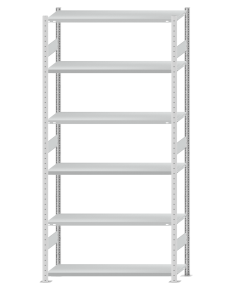 SCHULTE Steckregal, Fachbodenregale Stecksystem, Grundregal, beidseitig nutzbar, H2750xB1300xT400 mm, 6 Fachböden, Fachlast 250 kg, RAL 7035 lichtgrau