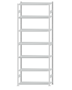 SCHULTE Steckregal, Fachbodenregale Stecksystem, Grundregal, beidseitig nutzbar, H3500xB1300xT400 mm, 7 Fachböden, Fachlast 250 kg, RAL 7035 lichtgrau