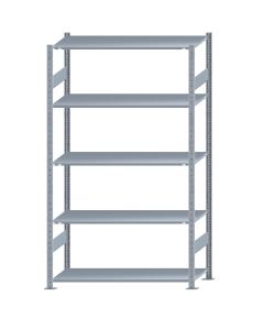 SCHULTE Steckregal, Fachbodenregale Stecksystem, Grundregal, beidseitig nutzbar, H2300xB1300xT500 mm, 5 Fachböden, Fachlast 150 kg, sendzimirverzinkt