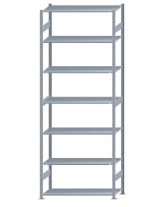 SCHULTE Steckregal, Fachbodenregale Stecksystem, Grundregal, beidseitig nutzbar, H3500xB1300xT500 mm, 7 Fachböden, Fachlast 150 kg, sendzimirverzinkt