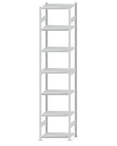 SCHULTE Steckregal, Fachbodenregale Stecksystem, Grundregal, beidseitig nutzbar, H3500xB750xT500 mm, 7 Fachböden, Fachlast 250 kg, RAL 7035 lichtgrau