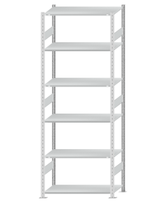 SCHULTE Steckregal, Fachbodenregale Stecksystem, Grundregal, beidseitig nutzbar, H2750xB1000xT500 mm, 6 Fachböden, Fachlast 85 kg, RAL 7035 lichtgrau