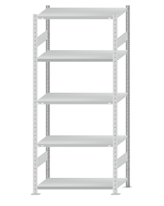 SCHULTE Steckregal, Fachbodenregale Stecksystem, Grundregal, beidseitig nutzbar, H2300xB1000xT500 mm, 5 Fachböden, Fachlast 250 kg, RAL 7035 lichtgrau
