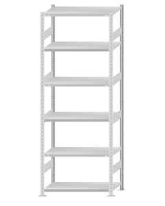 SCHULTE Steckregal, Fachbodenregale Stecksystem, Grundregal, beidseitig nutzbar, H2750xB1000xT500 mm, 6 Fachböden, Fachlast 330 kg, RAL 7035 lichtgrau