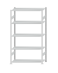 SCHULTE Steckregal, Fachbodenregale Stecksystem, Grundregal, beidseitig nutzbar, H2300xB1300xT500 mm, 5 Fachböden, Fachlast 150 kg, RAL 7035 lichtgrau