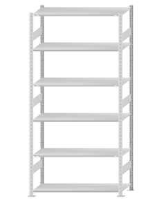 SCHULTE Steckregal, Fachbodenregale Stecksystem, Grundregal, beidseitig nutzbar, H2750xB1300xT500 mm, 6 Fachböden, Fachlast 150 kg, RAL 7035 lichtgrau
